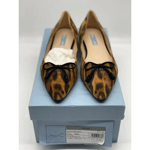 Prada Leopard-Print Calf Hair Ballet Flats sz. 36 eu - Picture 2 of 10